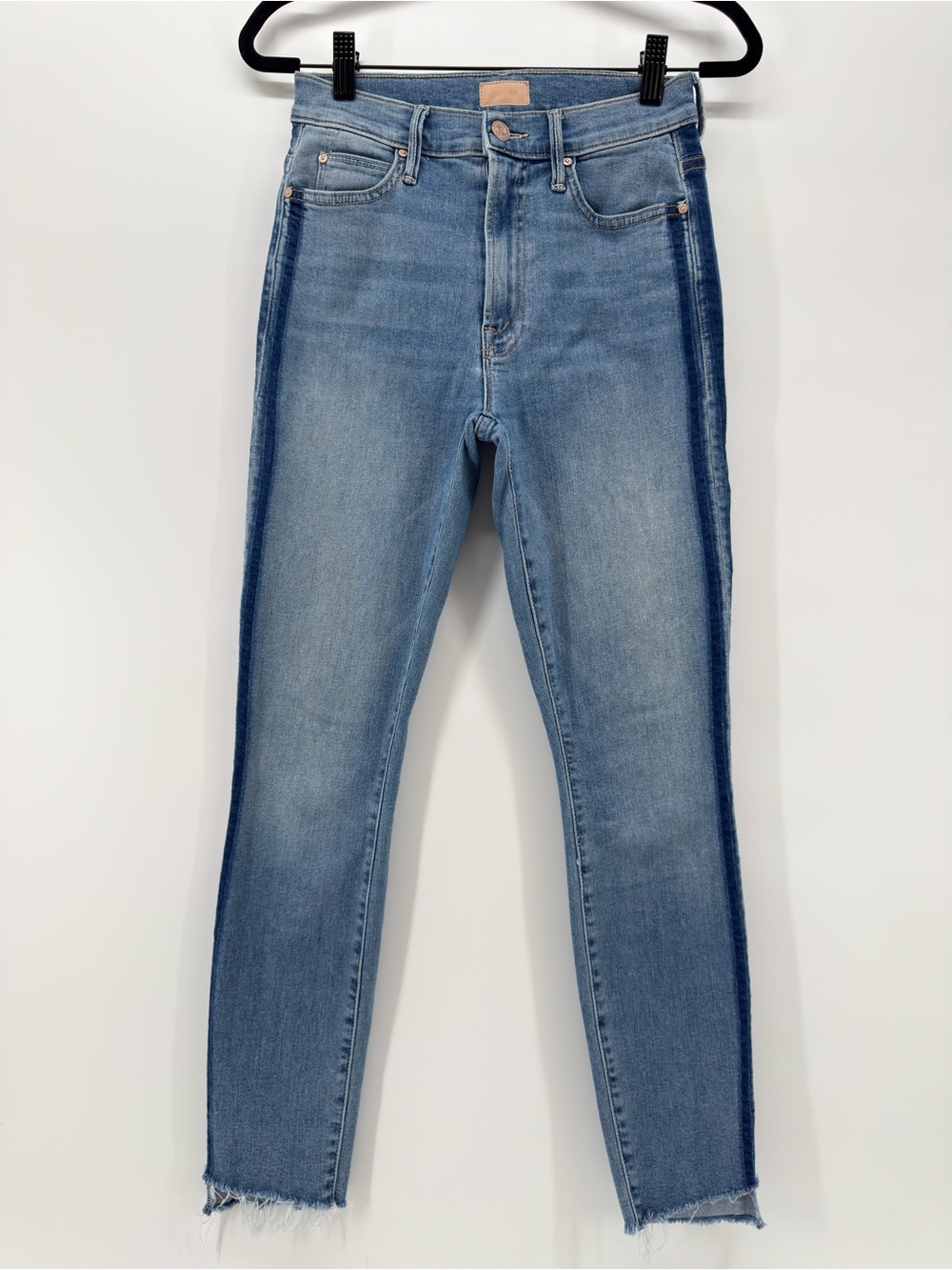 Mother Jeans Stunner Zip Ankle Step Fray light Killy racer 25 high rise skinny